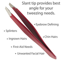 Zizzili Basics slant-tip tweezers close-up for confident grip on fine facial hairs.