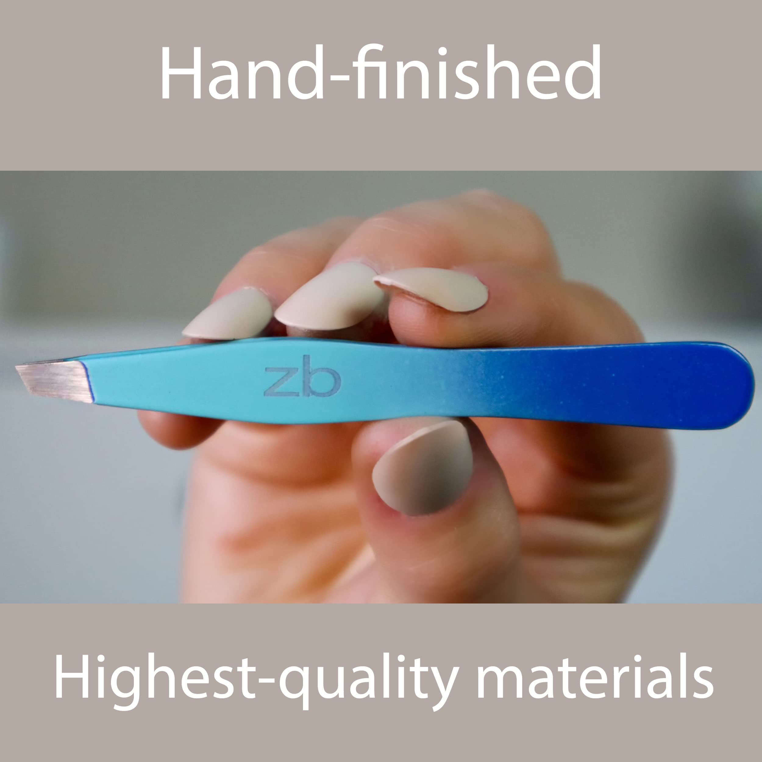 Zizzili Basics tweezers aqua ombré slant for precise grip on fine hairs