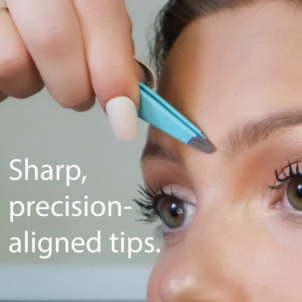 Zizzili Basics tweezers aqua ombré slant travel case ready
