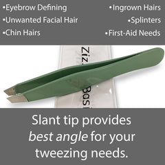 Zizzili Basics tweezers shown with protective pouch for safe storage and cleanliness