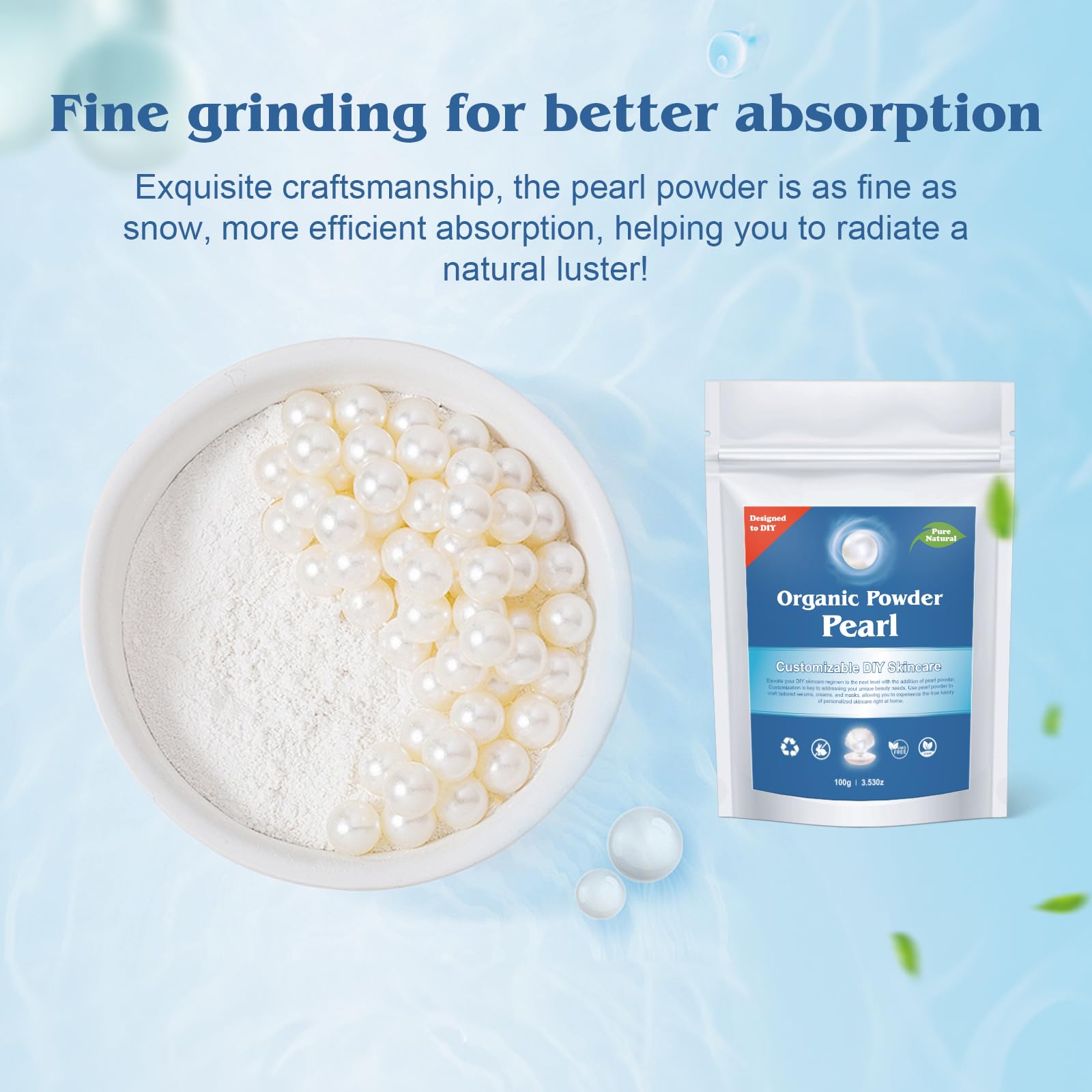 Zlimer Freshwater Pearl Powder brightening effect visualized on skin after use.