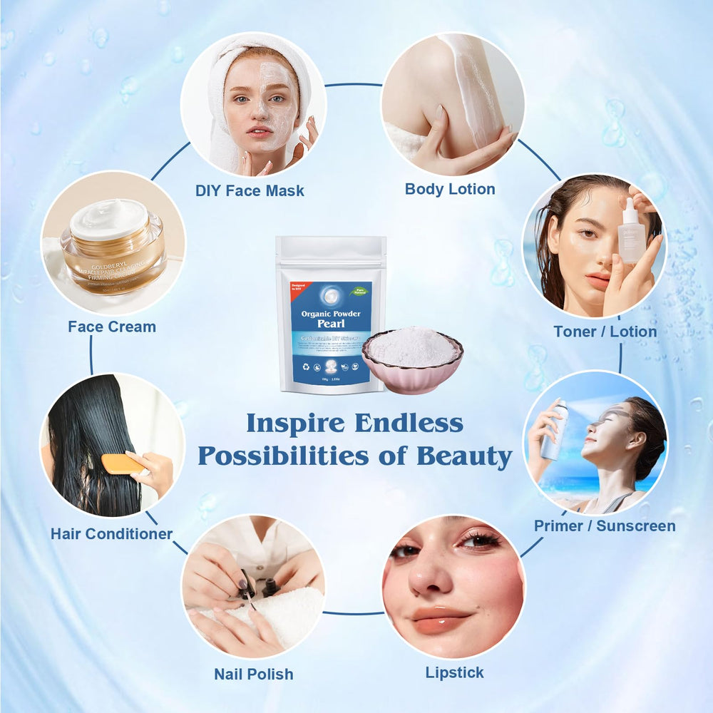 Zlimer Freshwater Pearl Powder serum-ready blend image suggests smooth skin results.