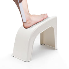ZLMHYYM shower foot rest white top view shows ergonomic design for shaving
