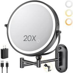 ZLOKLA wall-mounted lighted makeup mirror front view with bright LEDs for precise makeup