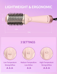 ZM ZHEMEI 1300W hair dryer brush oval bristle head for detangling and soft hair
