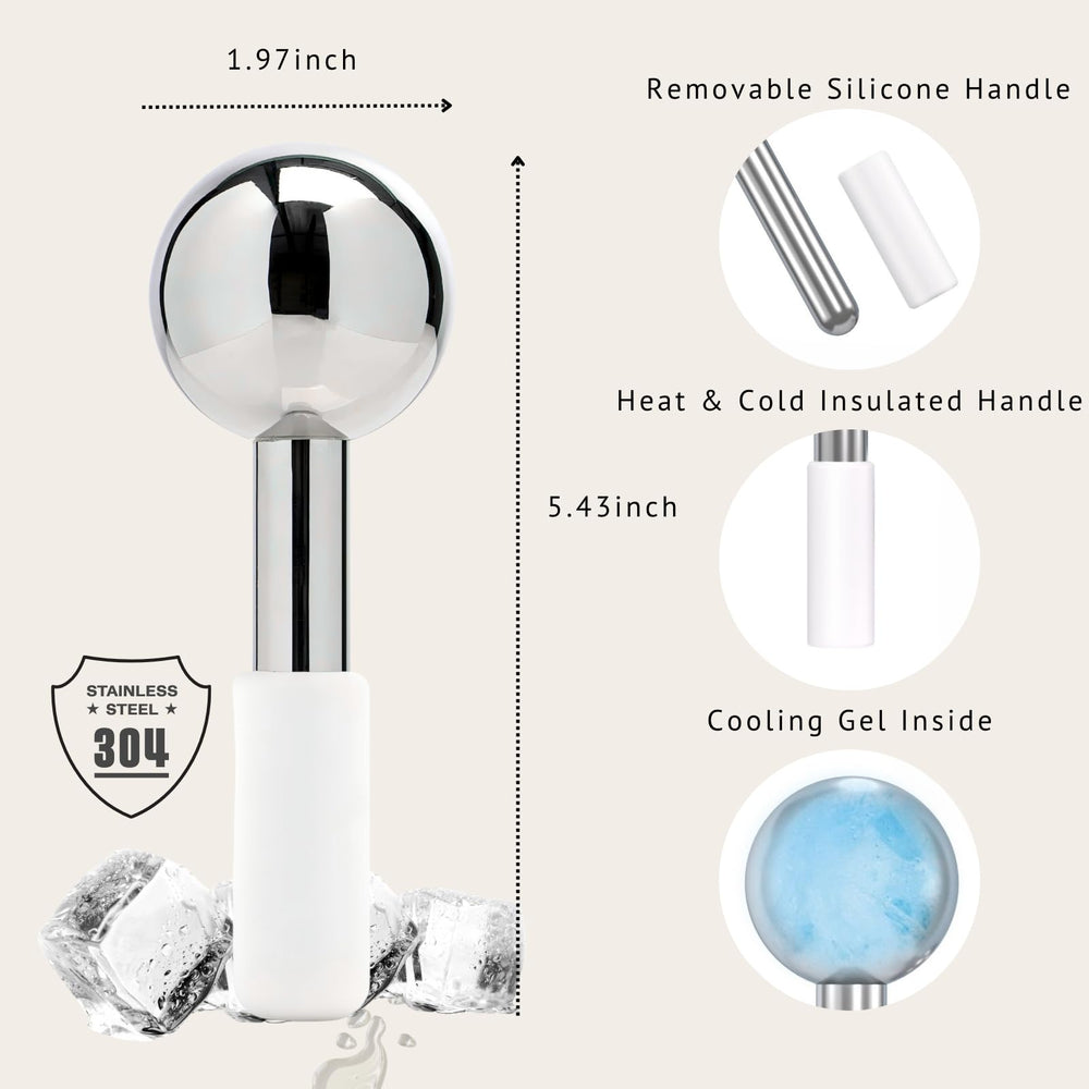 ZminRN Eye Massage with ice globes reduces puffiness for brighter under-eyes.