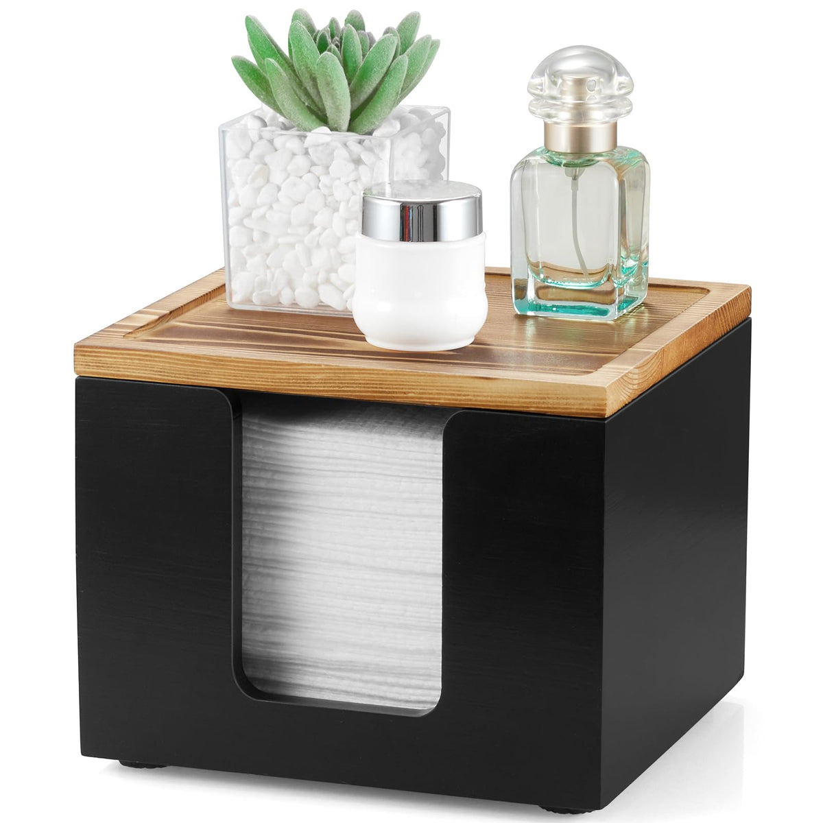 ZMZKKLL wood face towel holder lid—removable lid for tidy vanity storage