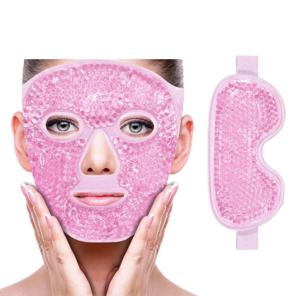 ZNÖCUETÖD face-eye mask pink front view showing cooling therapy option for eyes