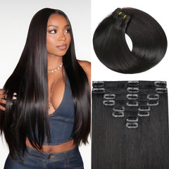 ZNXDJXE clip-in extensions in natural black add effortless volume for daily styling.