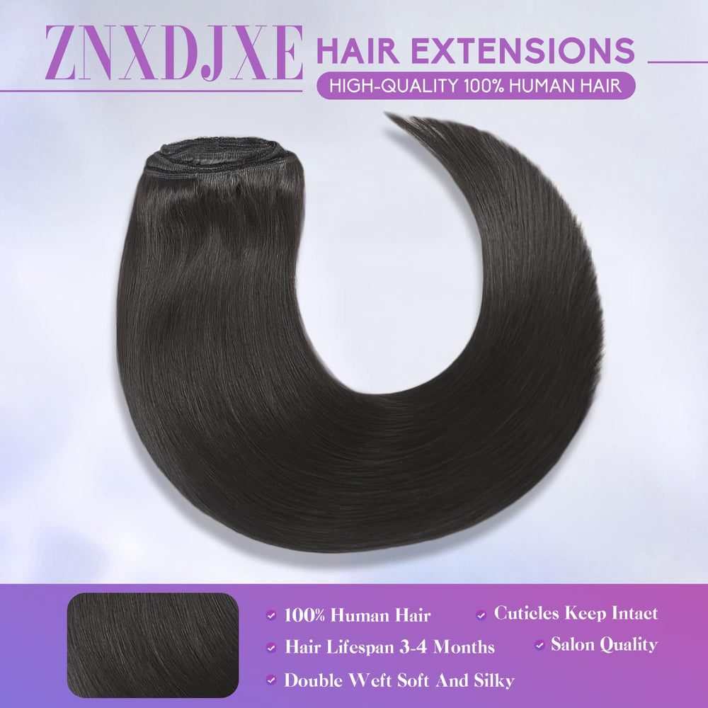 ZNXDJXE clip-in extensions double-weft closeup shows durable seams for lasting wear.