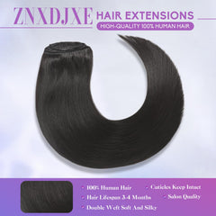 ZNXDJXE clip-in extensions double-weft closeup shows durable seams for lasting wear.