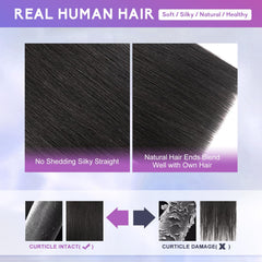 ZNXDJXE clip-in extensions silicone clips closeup provide gentle grip and scalp comfort.