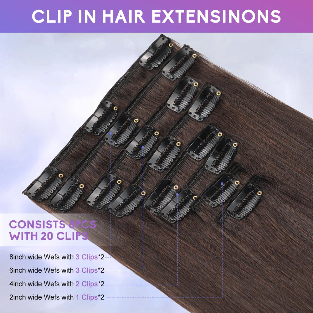 ZNXDJXE dark brown clip-in extensions styled waves showcase versatile party-ready volume.