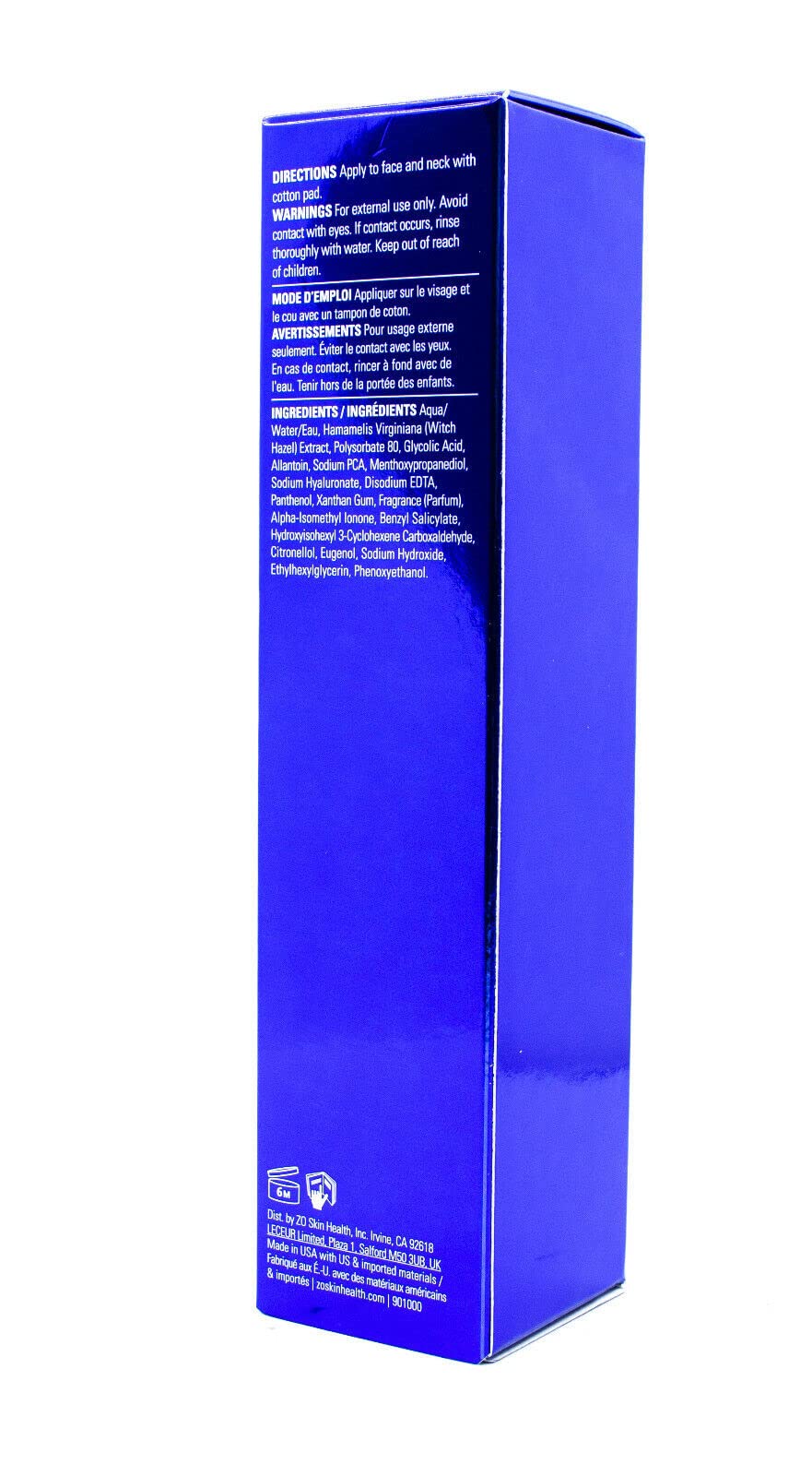 ZO Skin Health Calming Toner on a cotton pad for gentle cleansing application.