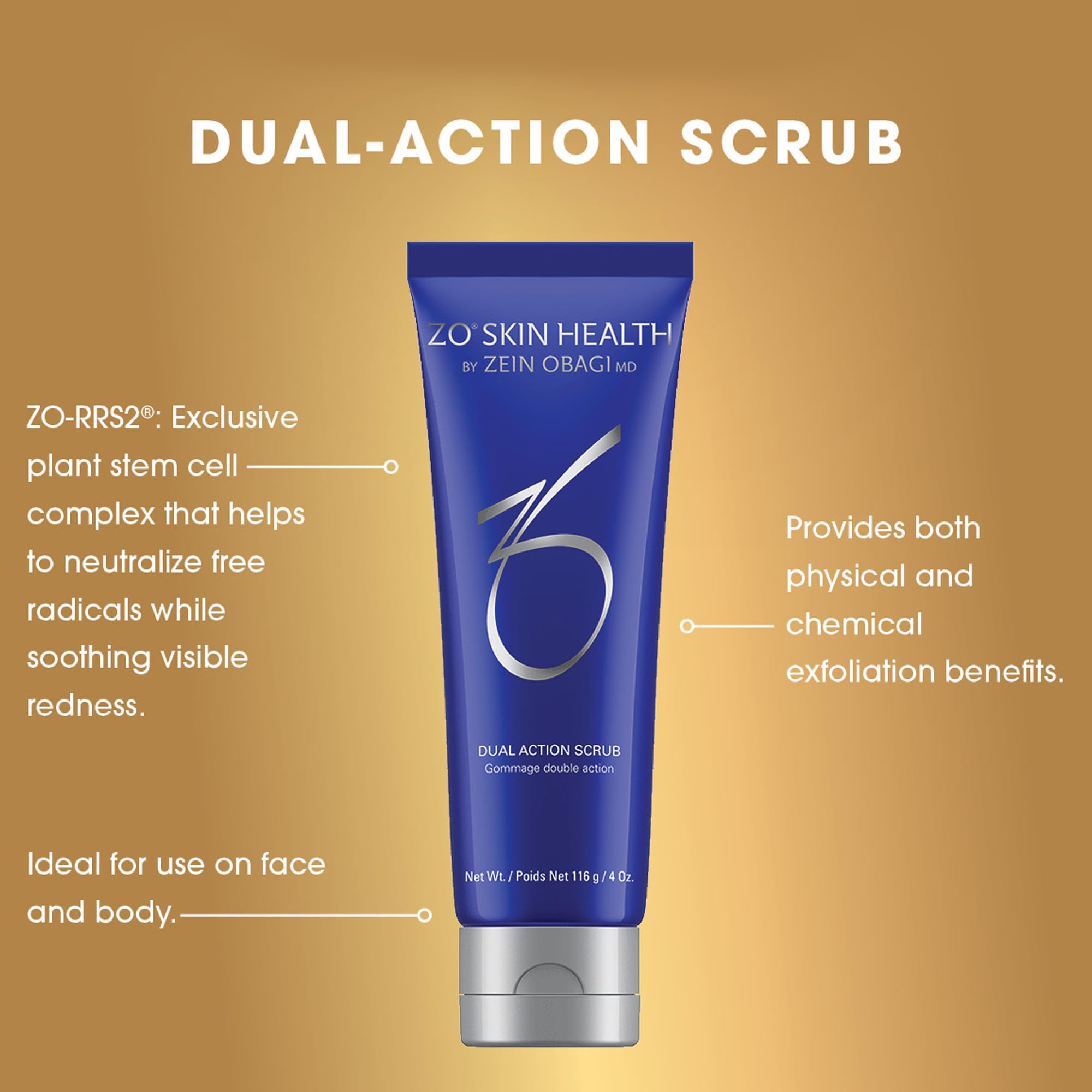 ZO SKIN HEALTH Dual Action Scrub finished look—soothing sensation during use.