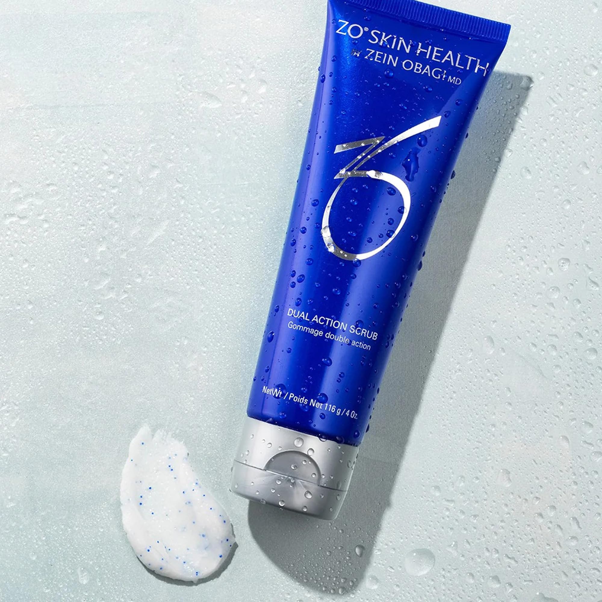 ZO SKIN HEALTH Dual Action Scrub packaging—balances surface oils for calm, comfortable skin.