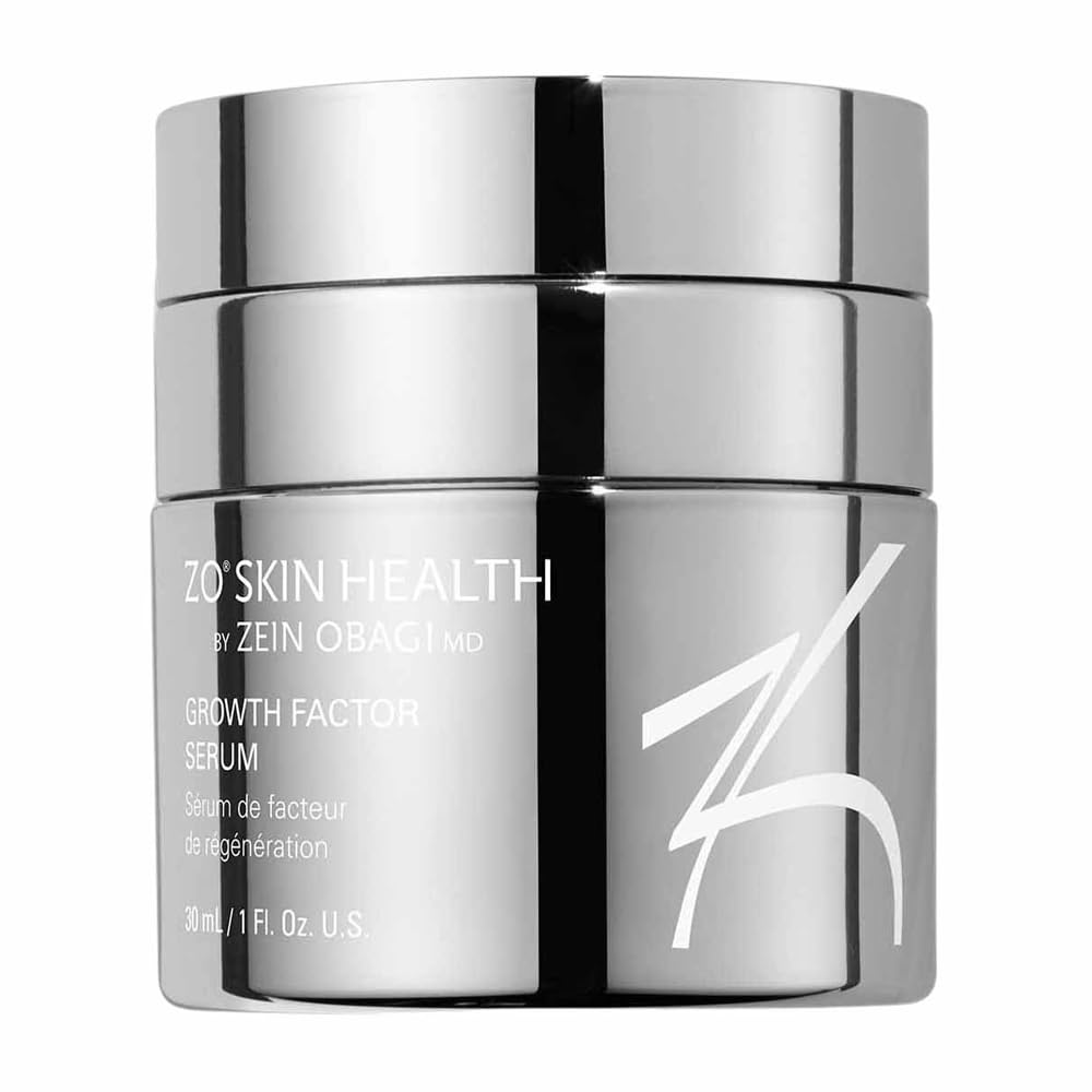 ZO SKIN HEALTH Growth Factor Serum Plus bottle; supports hydration and skin repair for a brighter complexion.