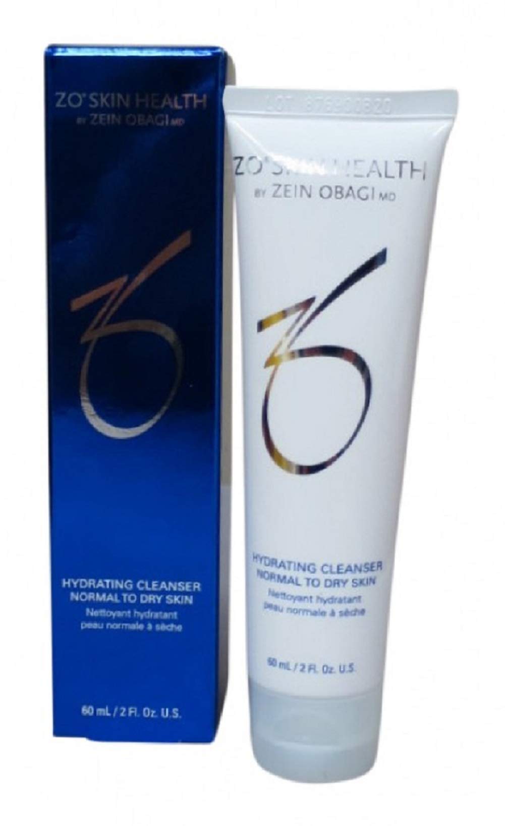 ZO Skin Health Hydrating Cleanser travel size bottle demonstrates gentle cleansing and hydration for normal to dry skin