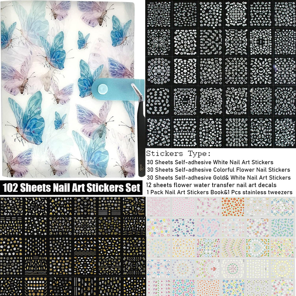 Zoance white floral nail stickers — elegant daisies and blossoms for chic minimalist manicures.