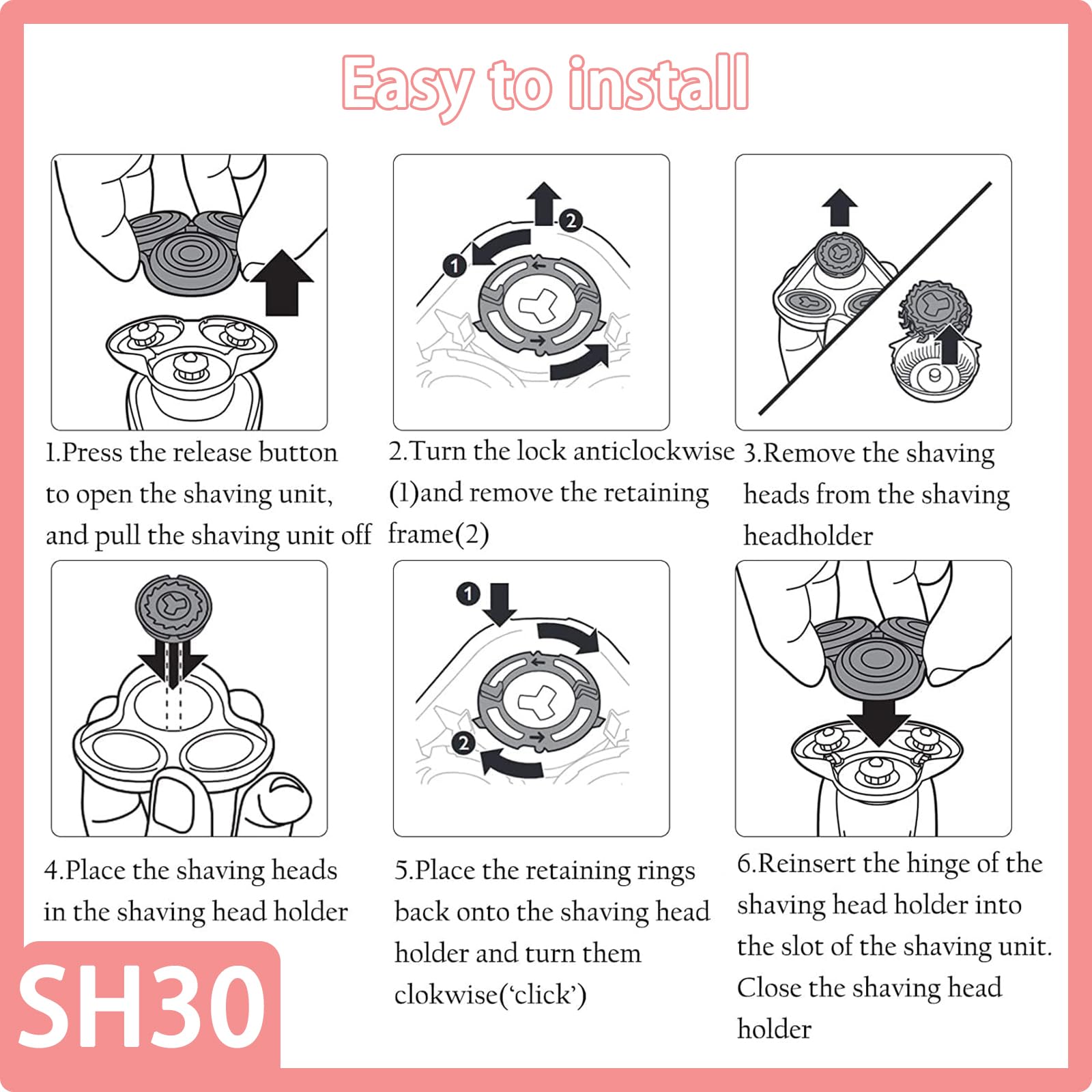 Zoasod six pack SH30 heads provide long lasting replacement options.
