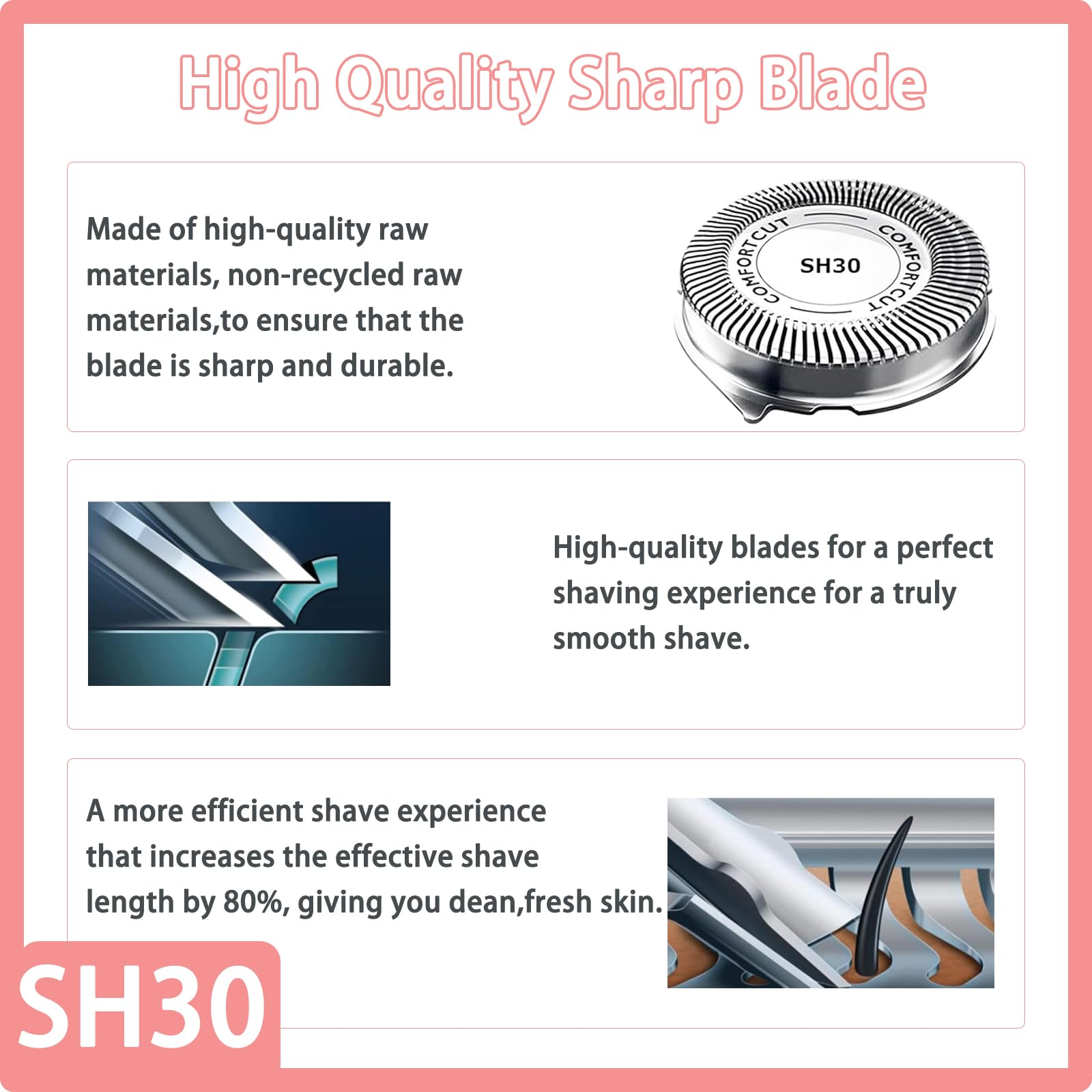 Zoasod SH30 replacement head supports wet and dry shaving with foam or in shower.