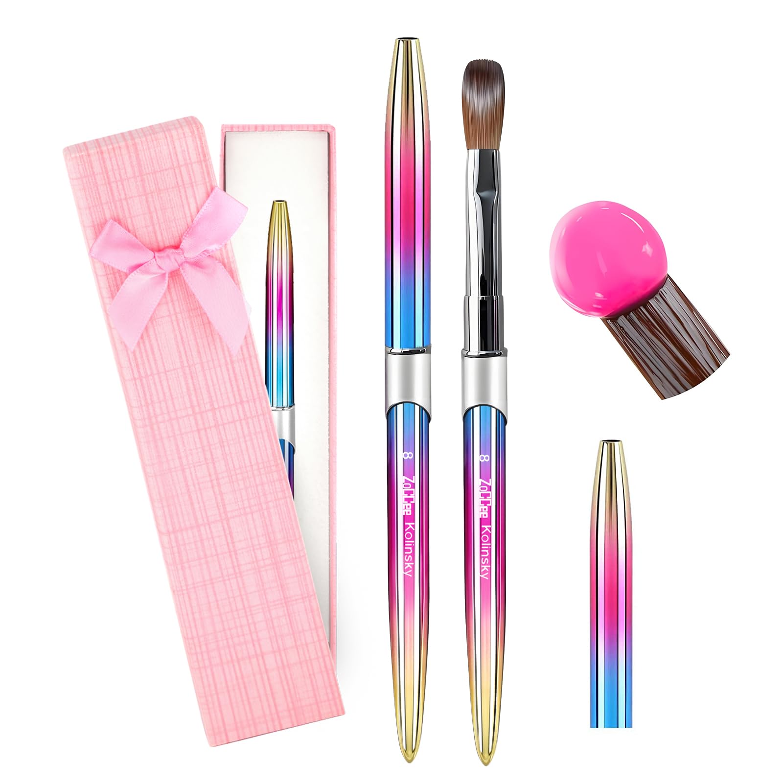 ZoCCee acrylic nail brush with 100% Kolinsky sable hairs delivers precise bead control.