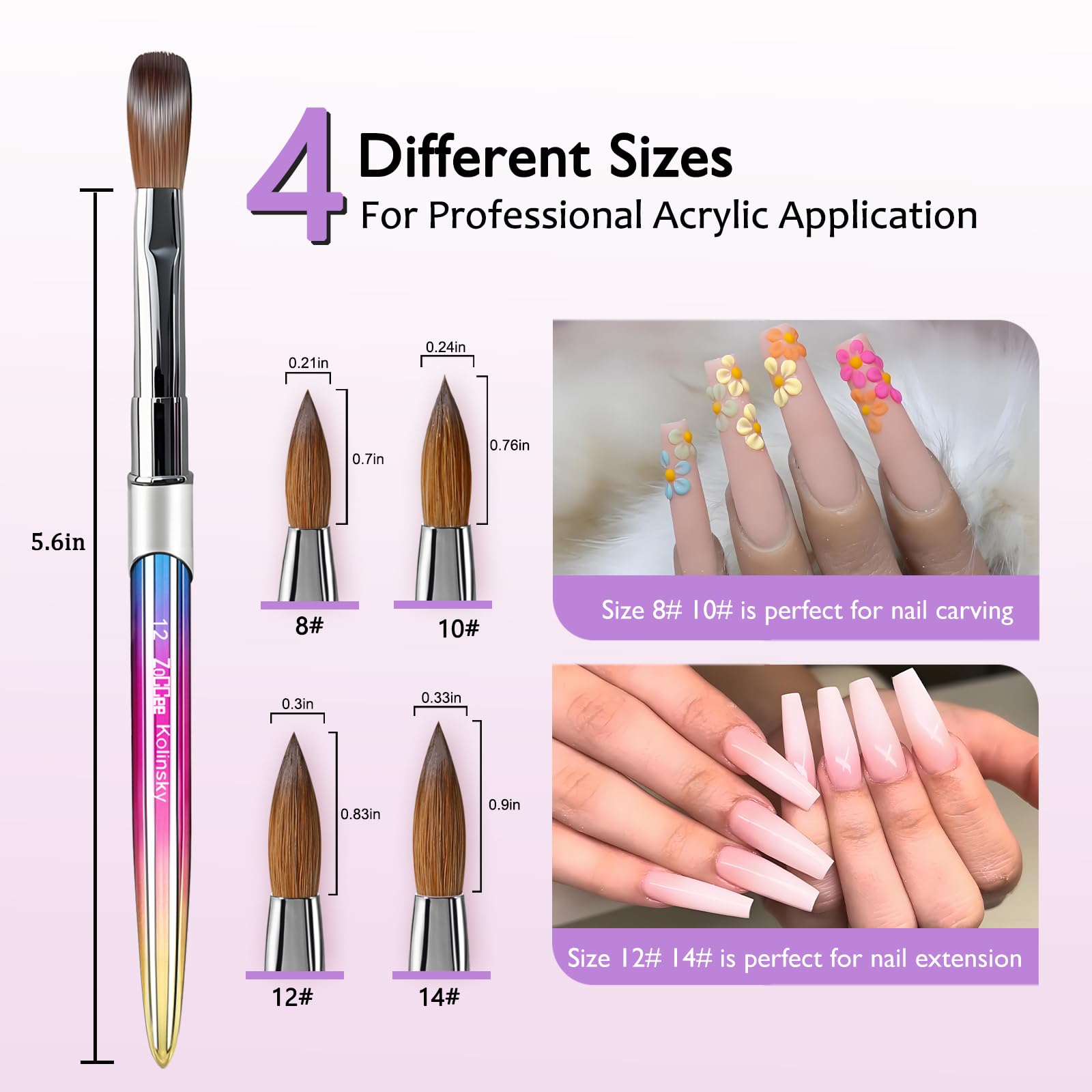ZoCCee acrylic nail brush size 10 great for gradient applications and even coverage.