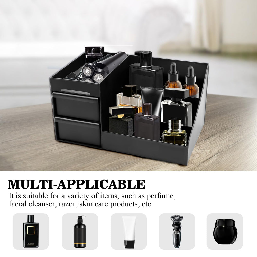 ZOCONE Cologne Organizer on bathroom counter keeps toiletries tidy and water-resistant.