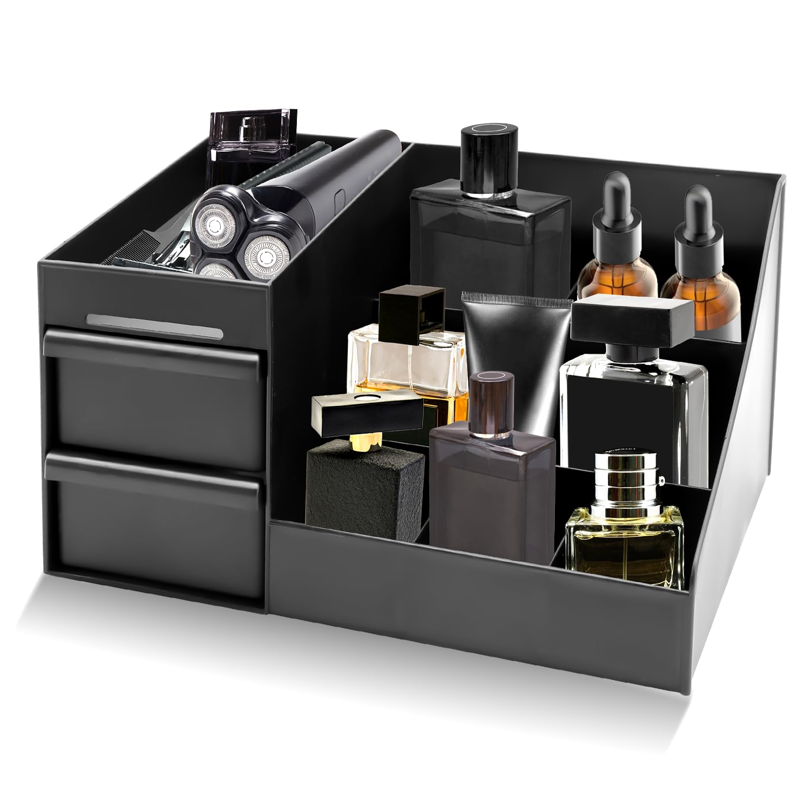 ZOCONE Cologne Organizer for Men front view keeps perfumes neatly organized on the vanity.