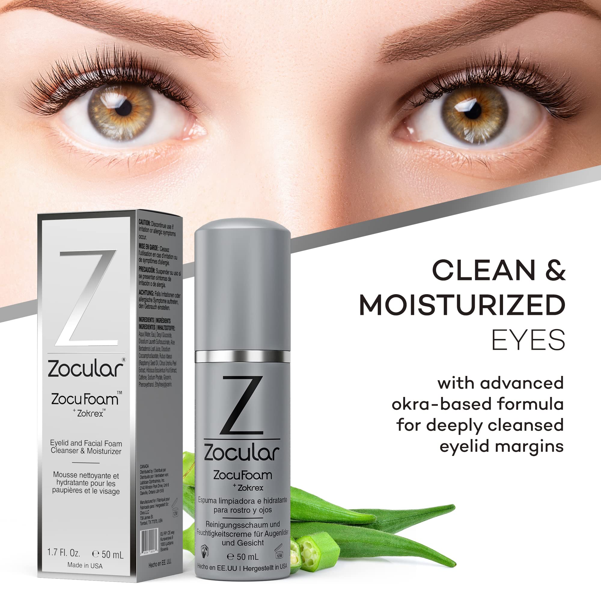 Zocular ZocuFoam ingredients label reveals natural botanicals and Zokrex formula