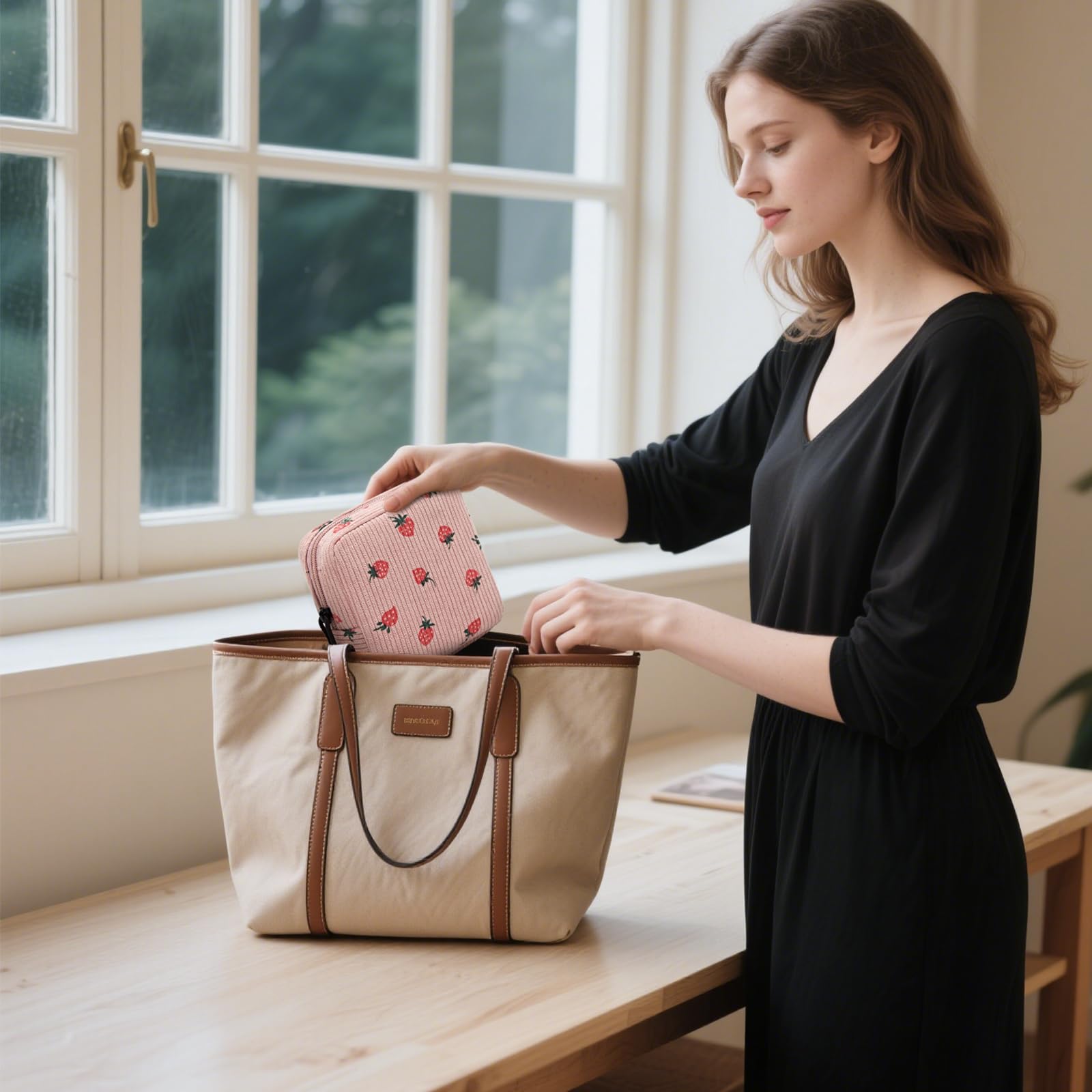 ZOEMTIU corduroy interior with two pockets for tidy storage.