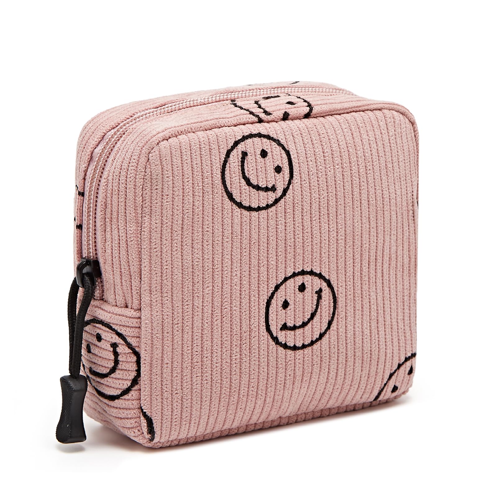 ZOEMTIU small makeup bag pink front view keeps cosmetics organized on the go.