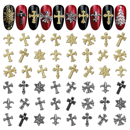 ZOKLU cross charms nails 240pcs pack with assorted designs for daily manicures.