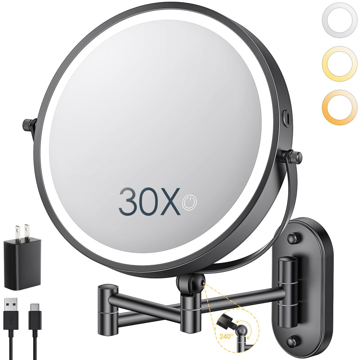 ZLOKLA 9-inch wall-mounted makeup mirror with space-saving design for daily routines.