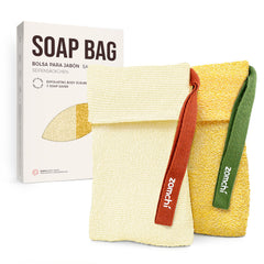 ZOMCHI Bar Soap Saver Bag rough pouch front view offers vigorous exfoliation for dry skin.