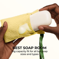 ZOMCHI Bar Soap Saver Bag soft pouch close-up provides gentle exfoliation for sensitive skin.