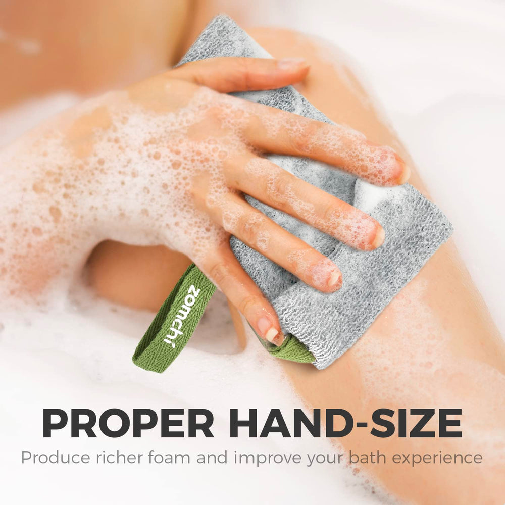 ZOMCHI bath scrubber quick foaming action delivers efficient cleansing during showers.