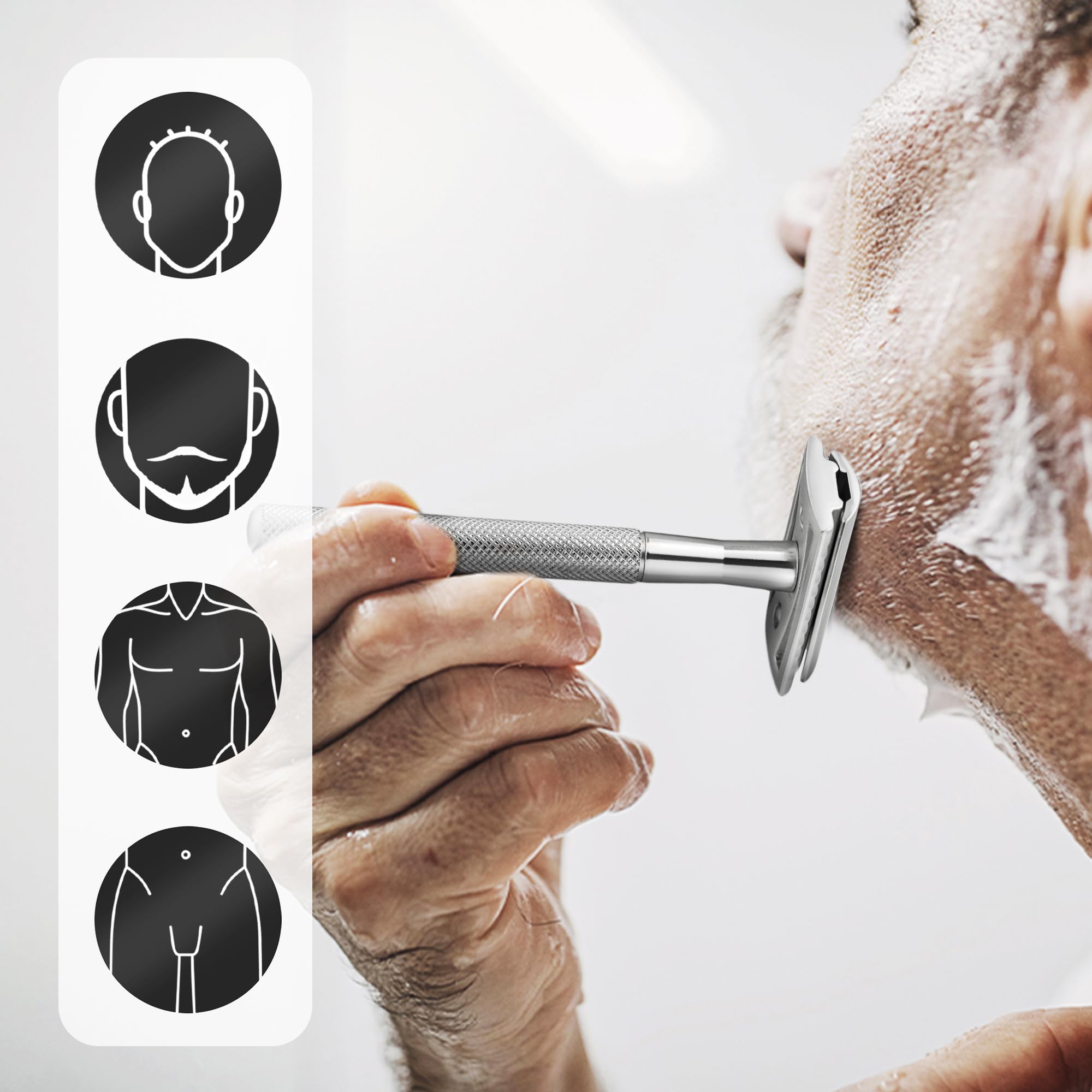 ZOMCHI closeup blade edge highlights precision for a smooth shave.