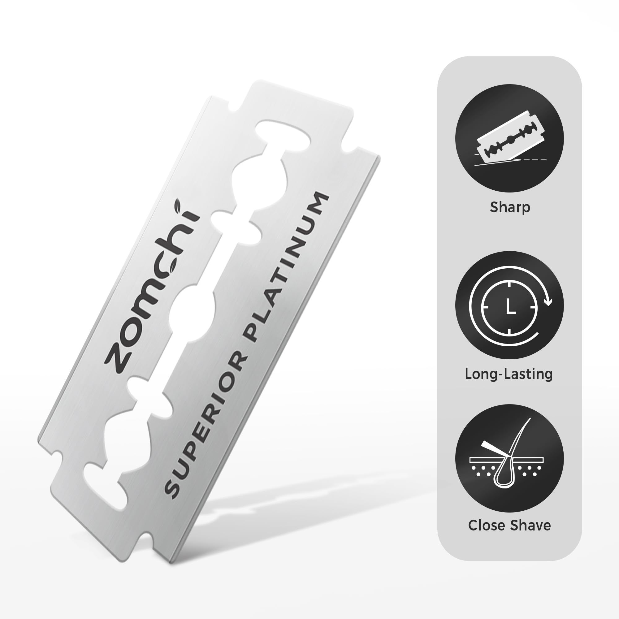 Zomchi durable platinum edge blades provide reliable shaving performance.