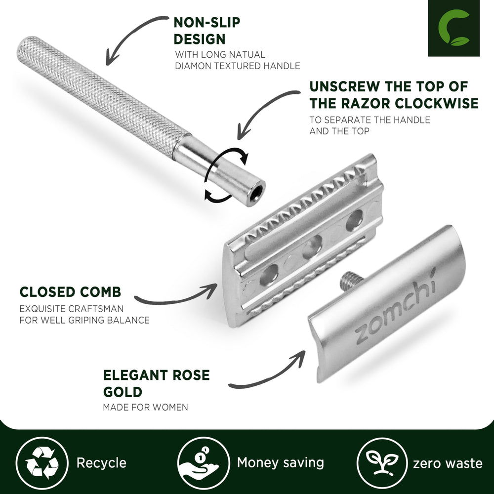 ZOMCHI five blades packaged demonstrates durable stainless steel blades for long-lasting sharpness.
