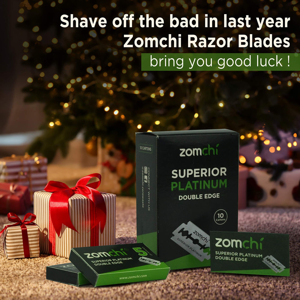 ZOMCHI platinum-coated blades cleaning illustration shows quick maintenance after use.