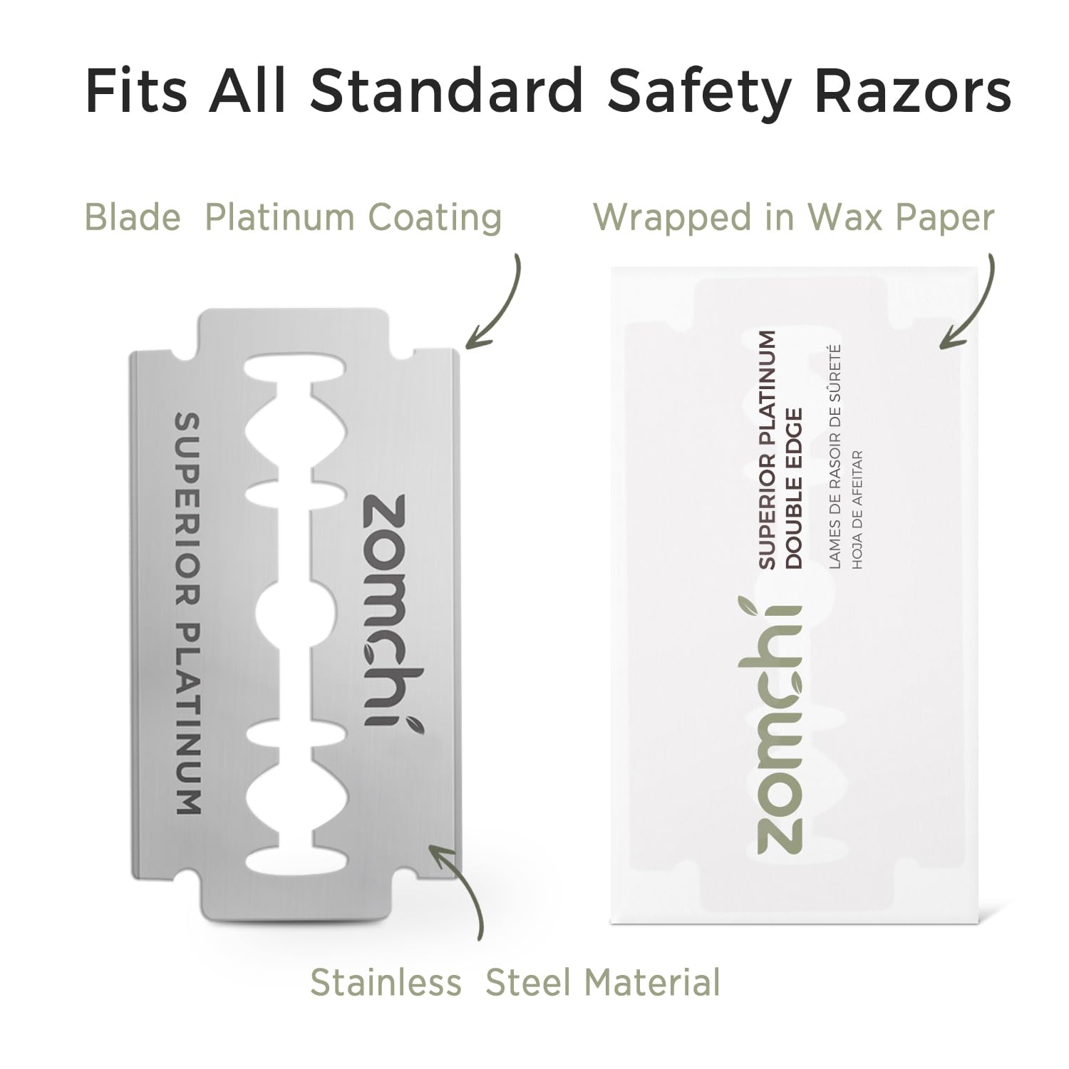 Zomchi platinum-coated blades deliver a close, smooth shave.