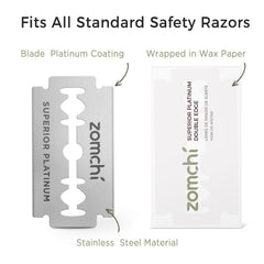 Zomchi platinum-coated blades deliver a close, smooth shave.