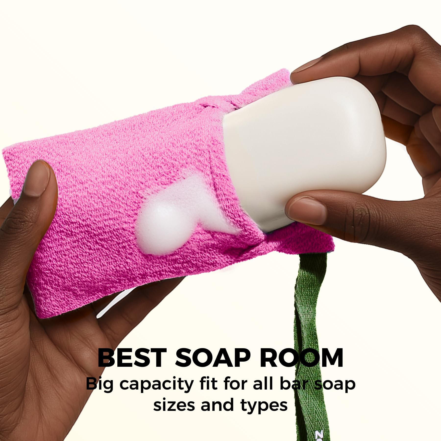 ZOMCHI rough exfoliating pouch close-up shows sturdy texture for vigorous exfoliation