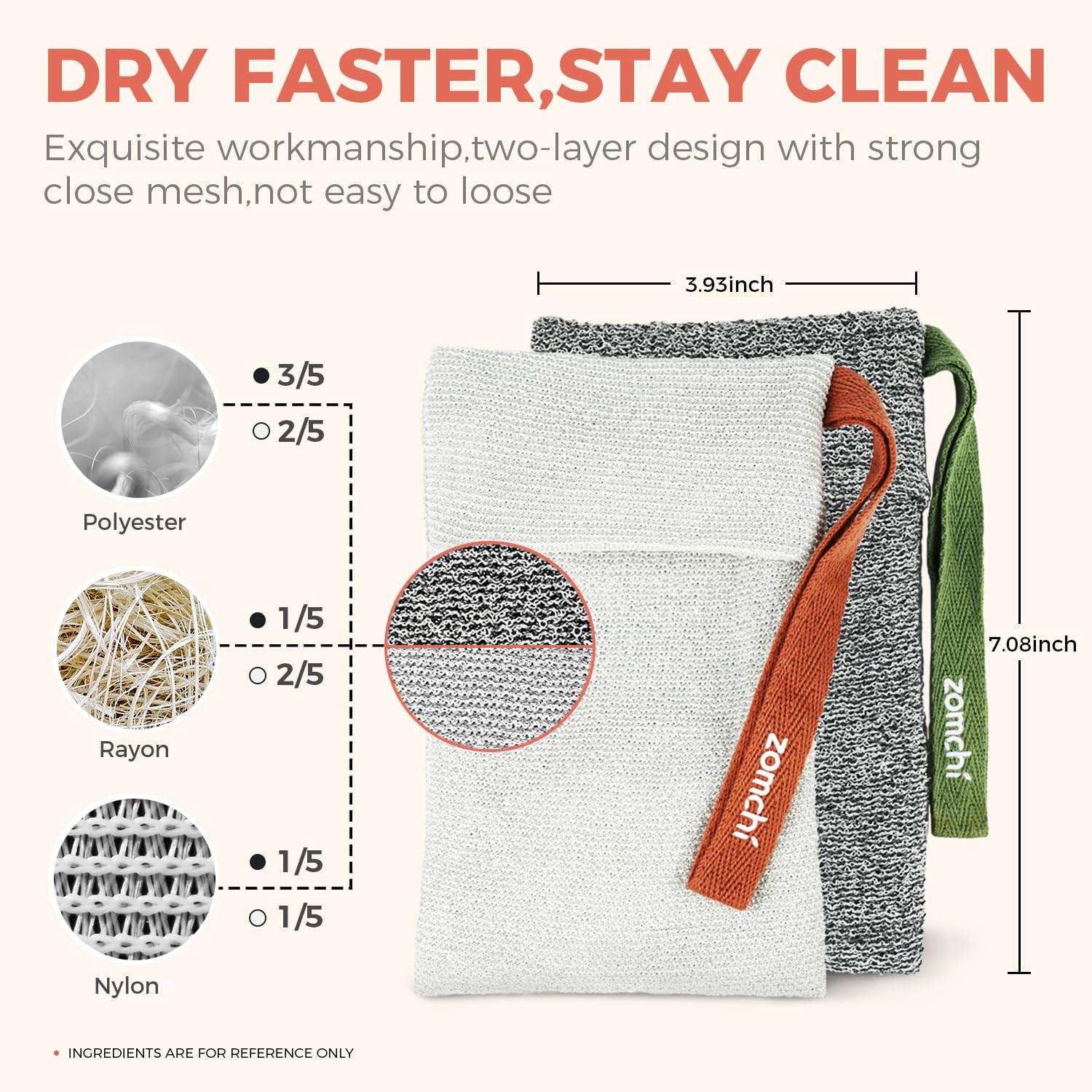 ZOMCHI soap pouch palm-size design fits comfortably for controlled scrubbing