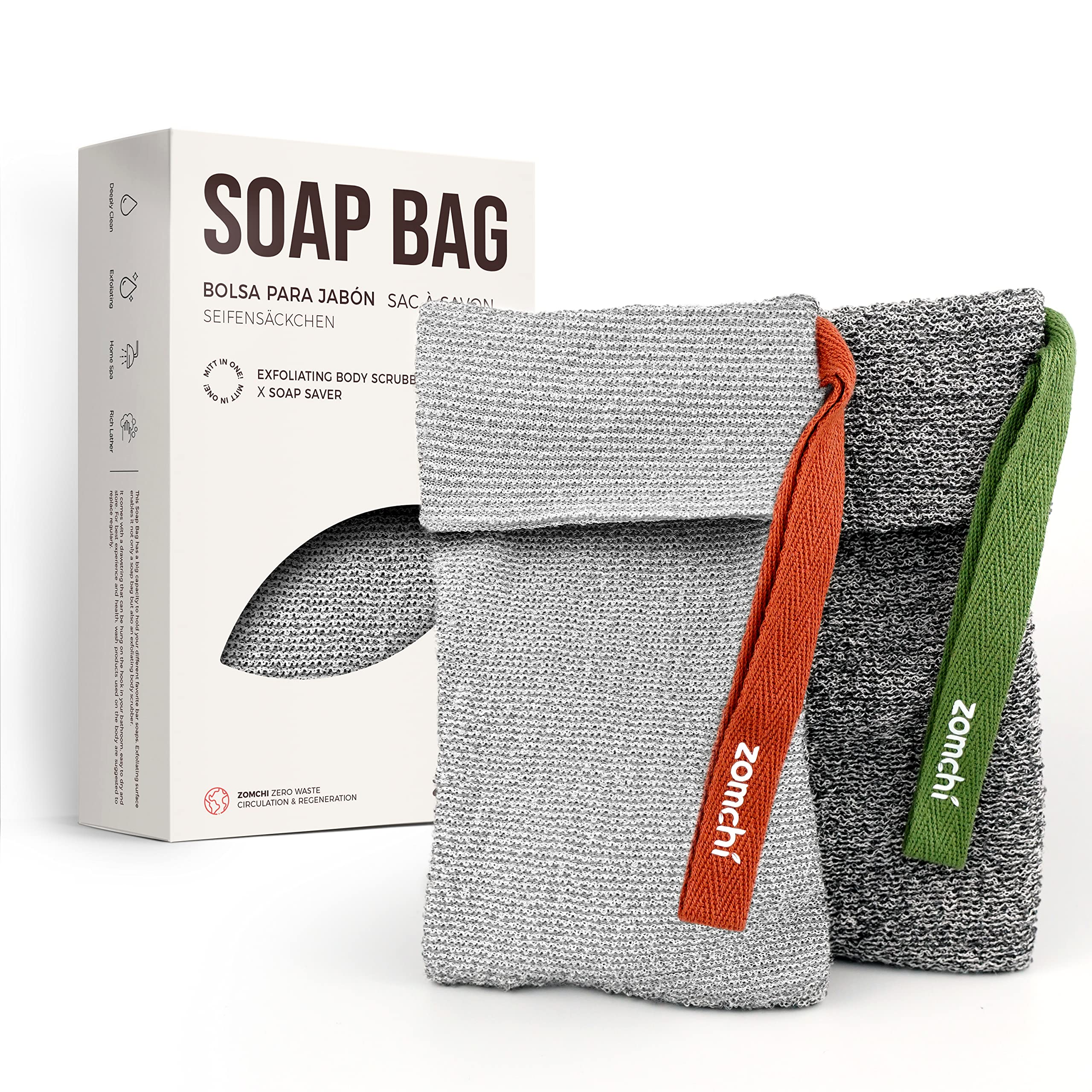 ZOMCHI soap pouch rough exfoliation demonstrates vigorous scrub for dry skin