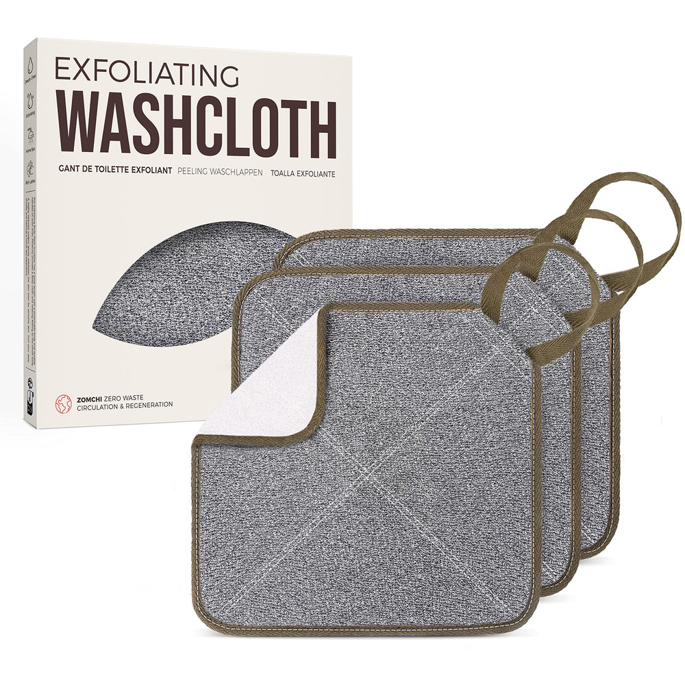 ZOMCHI washcloth dual-sides for exfoliation and soft cleansing, ideal for facial and body use