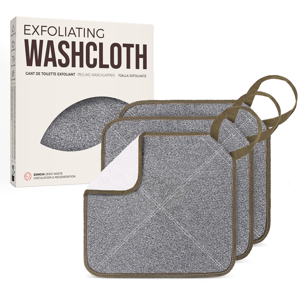 ZOMCHI washcloth dual-sides for exfoliation and soft cleansing, ideal for facial and body use
