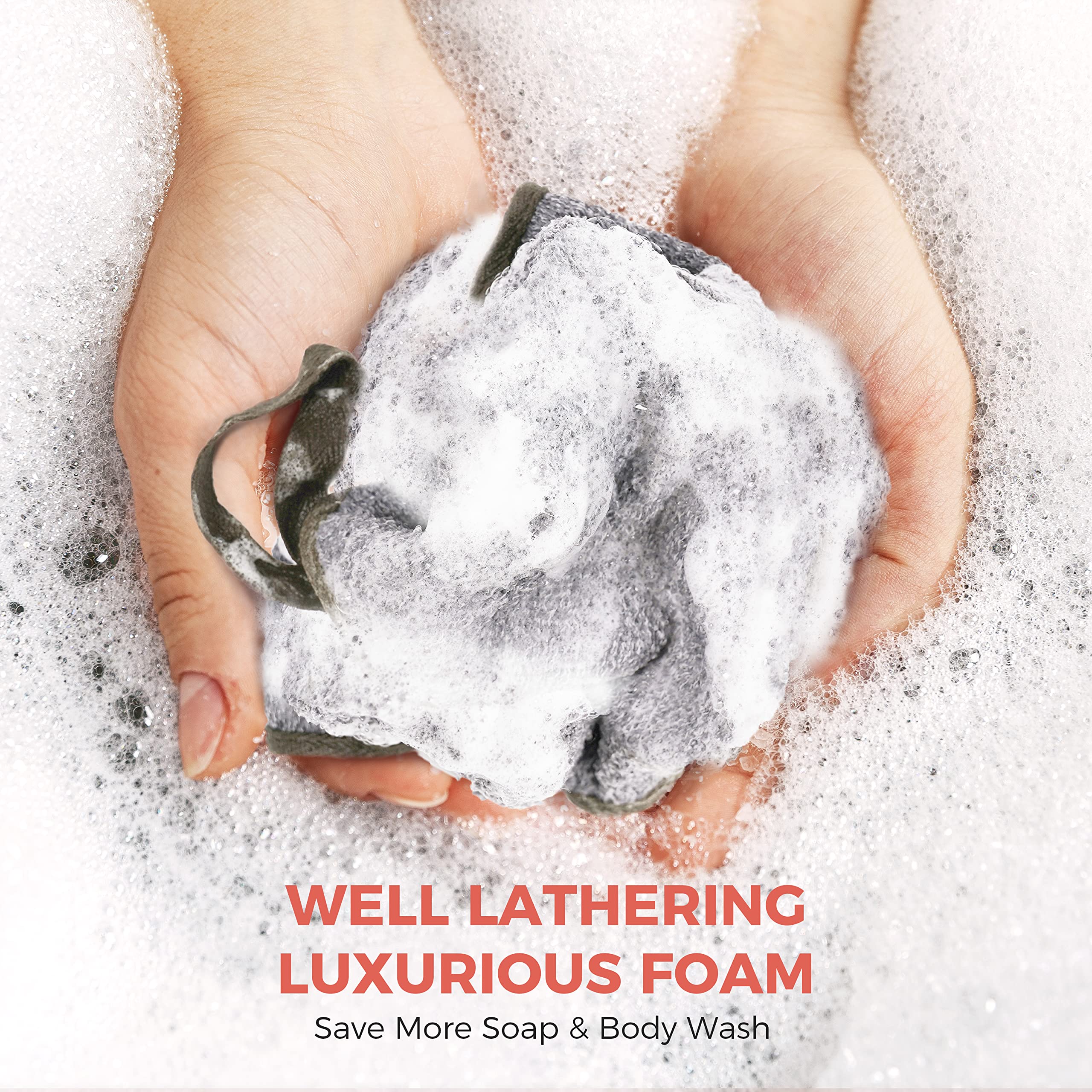 ZOMCHI washcloth large loop design aids grip and hang-dry after use