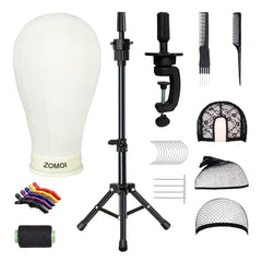 ZOMOI wig head 22-inch canvas offers a sturdy base for wig making and display.